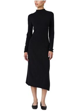 French Connection Black Midi Skirt with Asymmetric Hem